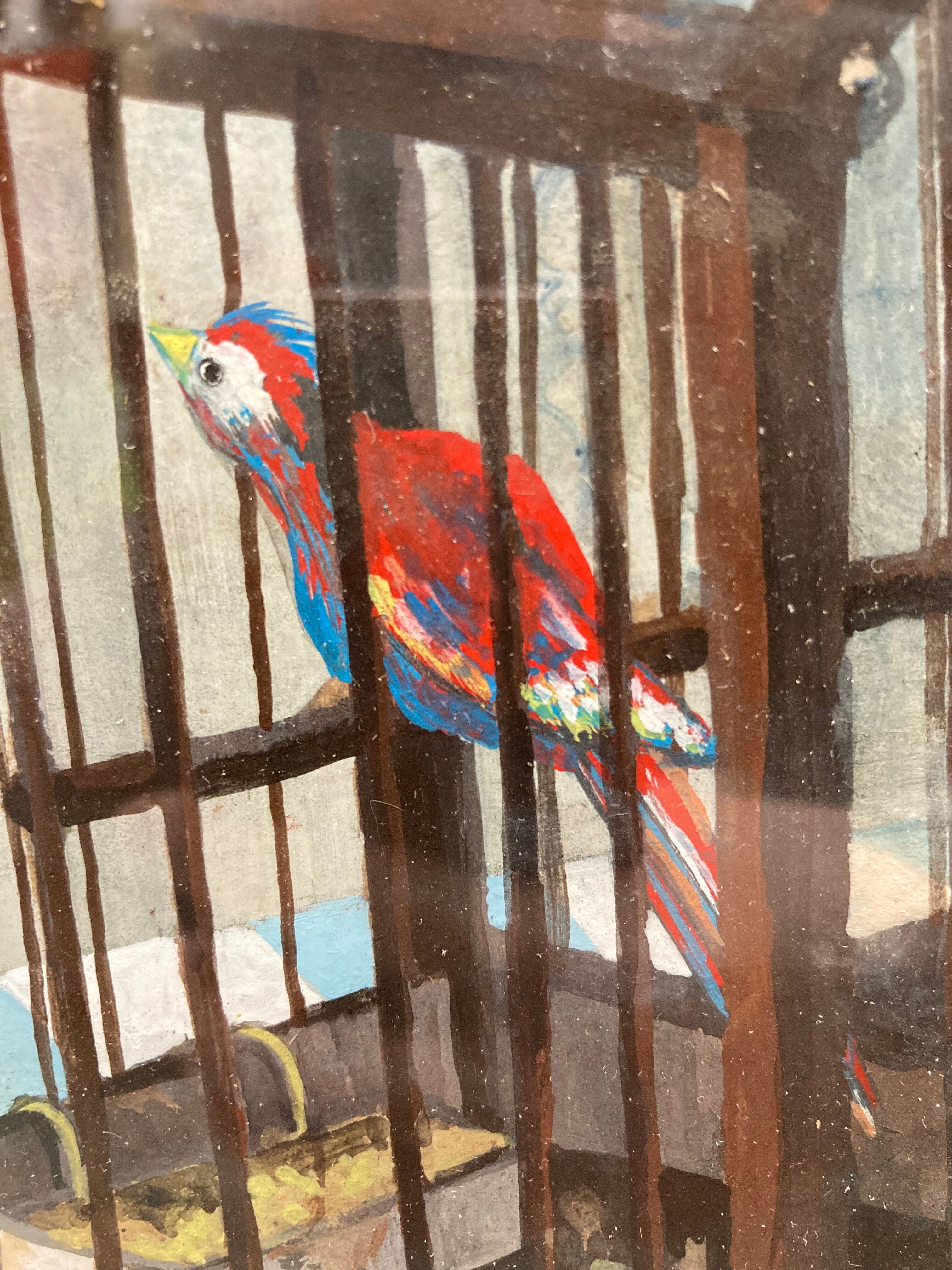 Vintage gouache painting