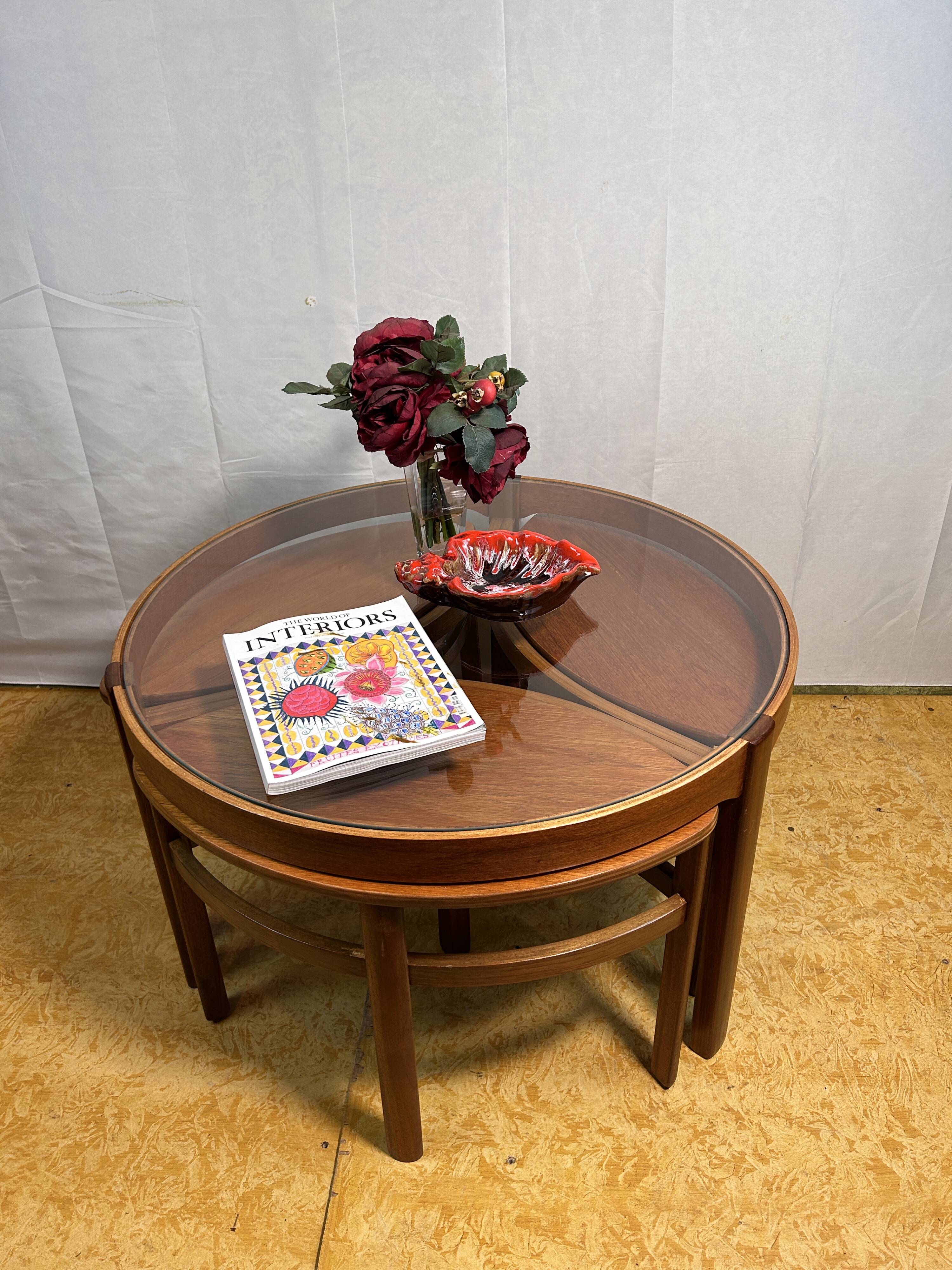 Mid century retro vintage teak round coffee table by Nathan Trinity 1960