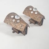 Set of Brutalist wall lamps in bronze, 1960s