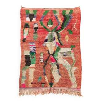 Tapis berbère marocain Boujaad neuf rouge et couleurs 2,43x1,63m