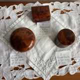 Set of 3 small Thuya wooden boxes