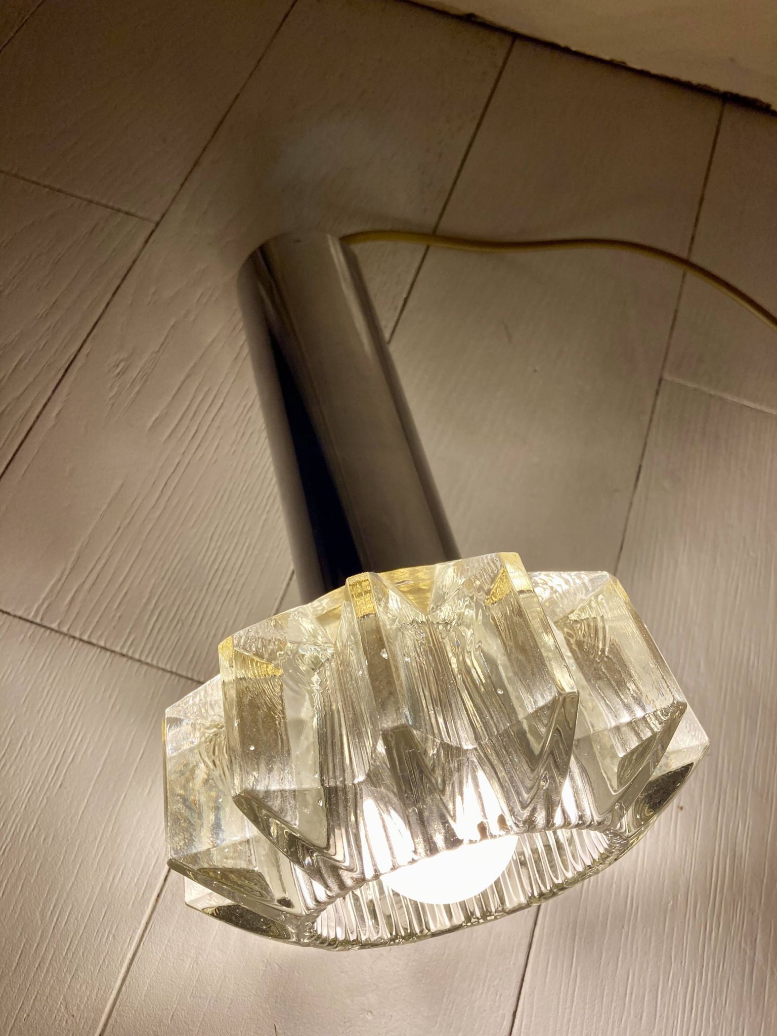Pair of glass pendant lamps, Boréns Borås, 60/70s.