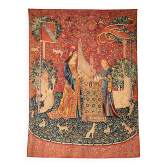 Large wall tapestry The Lady and the Unicorn - Hearing G. Boitard