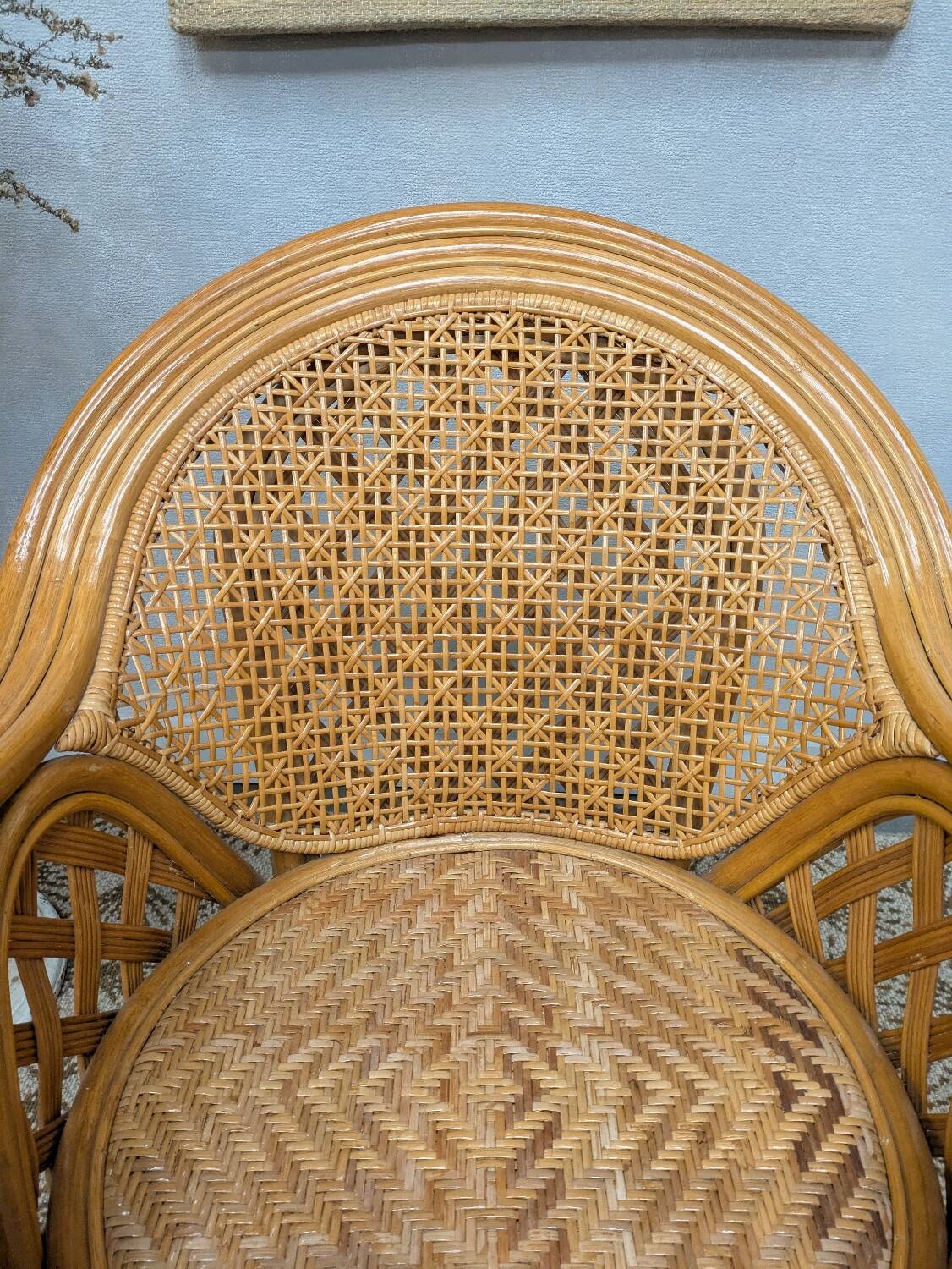Pair of caned armchairs