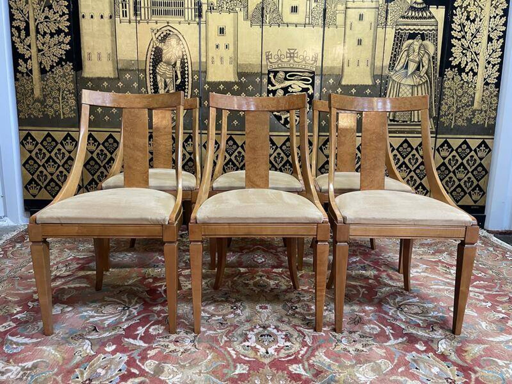Suite de 6 chaises gondoles de style Empire