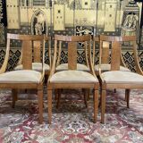 Suite de 6 chaises gondoles de style Empire