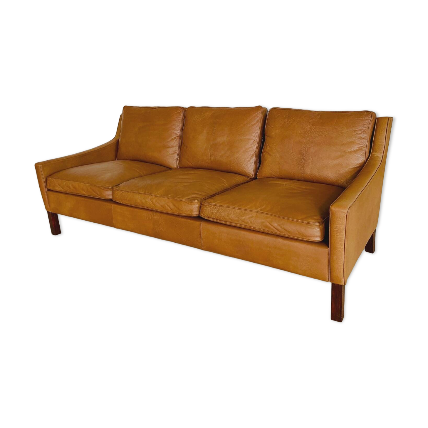 1960s tan leather 3 person sofa by OPE-möbler Sweden