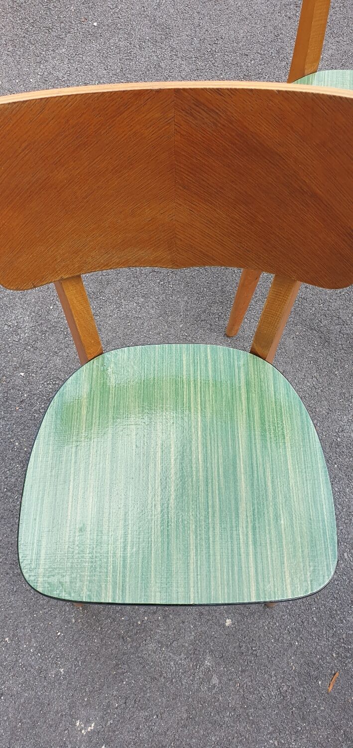 Set of 4 formica and wood chairs