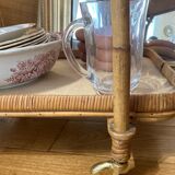 Rattan service, two trays