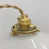 Series of two vintage pendant lights in white opaline