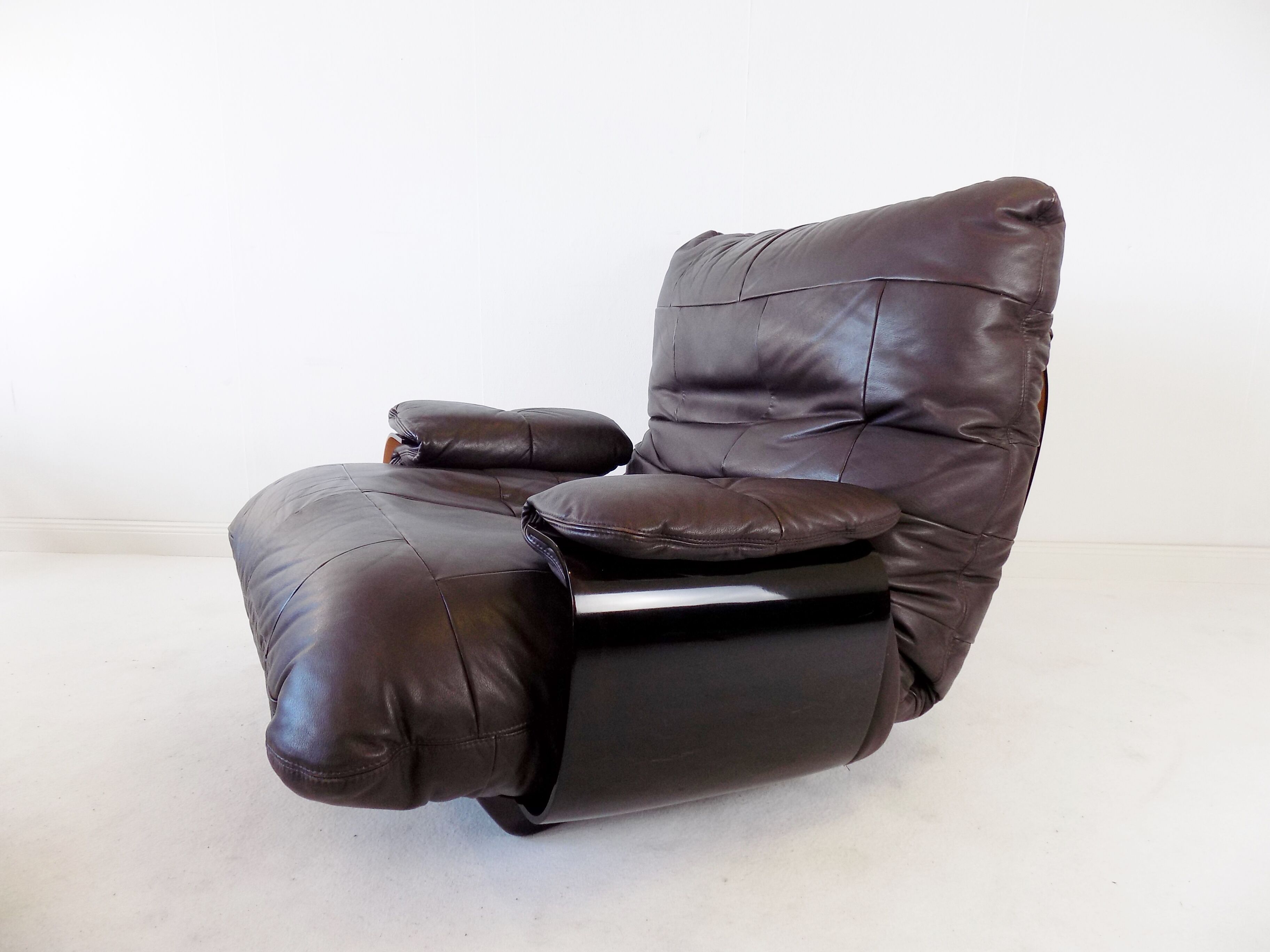 Ligne Roset Marsala brown leather armchair by Michel Ducaroy