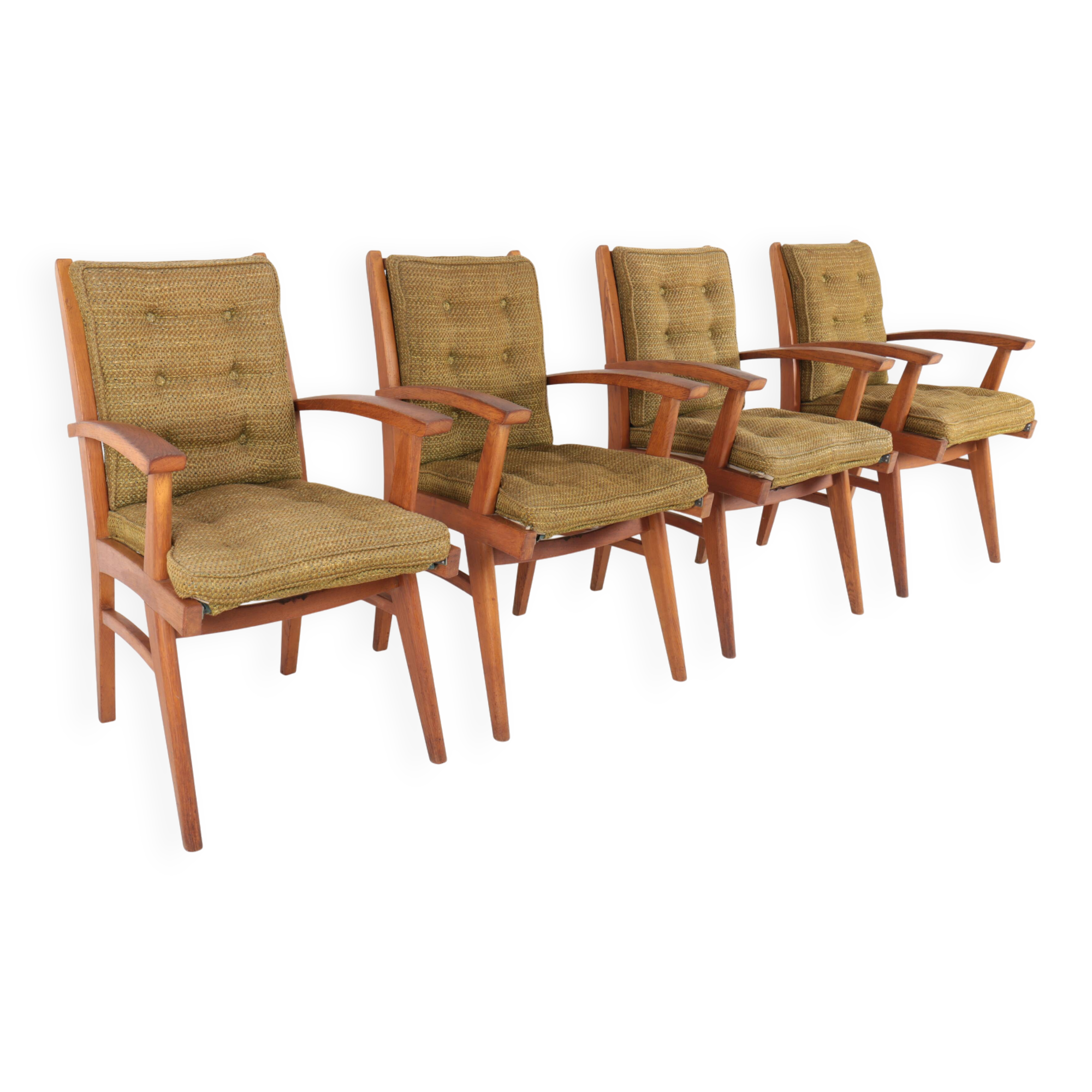 Set of 4 vintage Free-Span FS-116 armchairs, 50s