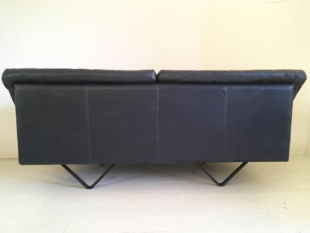 Durlet, Blue Leather Sofa, Model Cornelius, 1980s