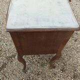 Solid wood bedside table with patinated door drawer