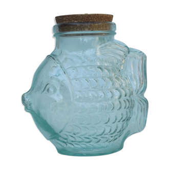 Vintage bocal poisson avec bouchon en liège de la marque SVE made in Italy