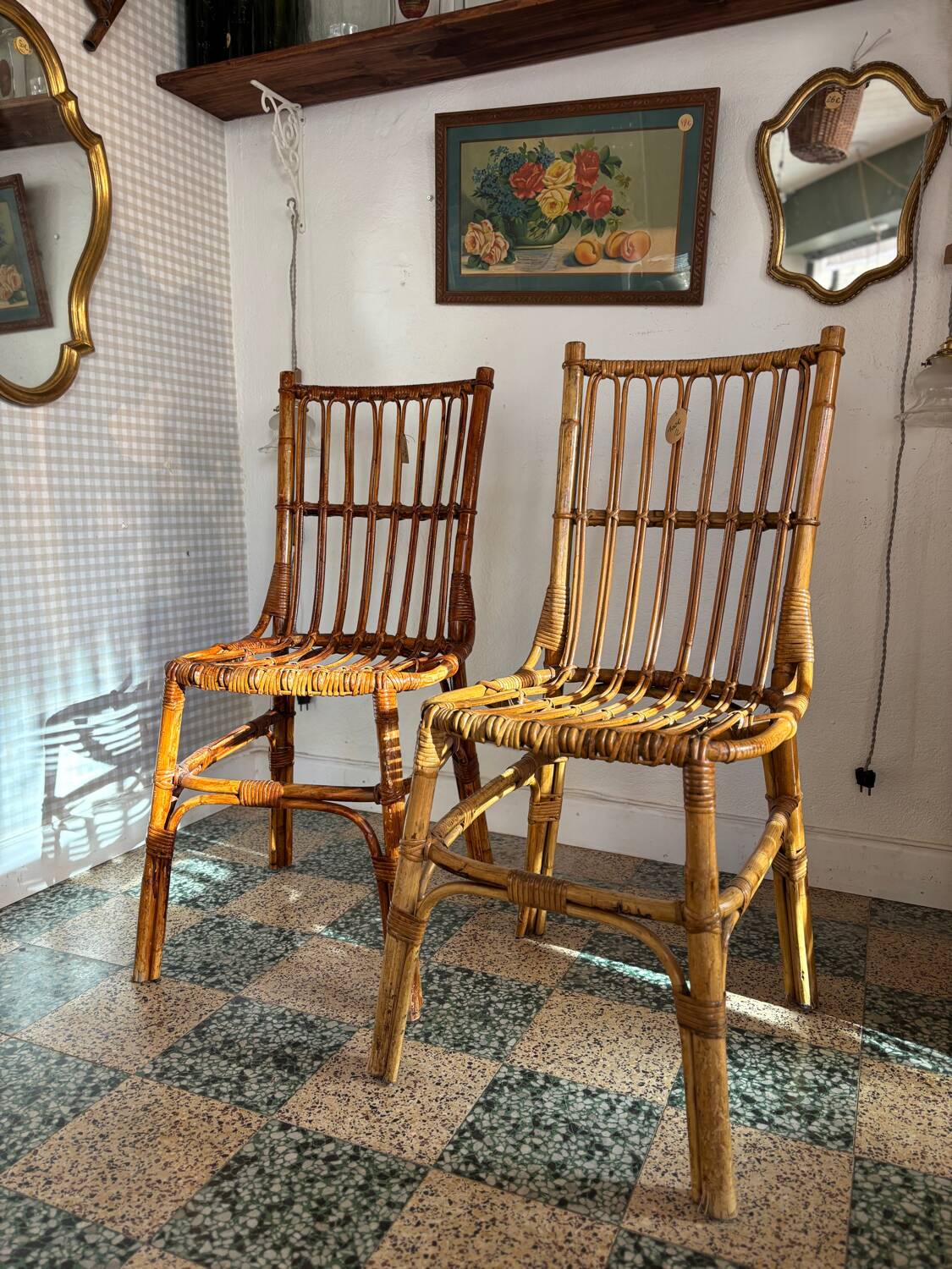 Two rattan chairs