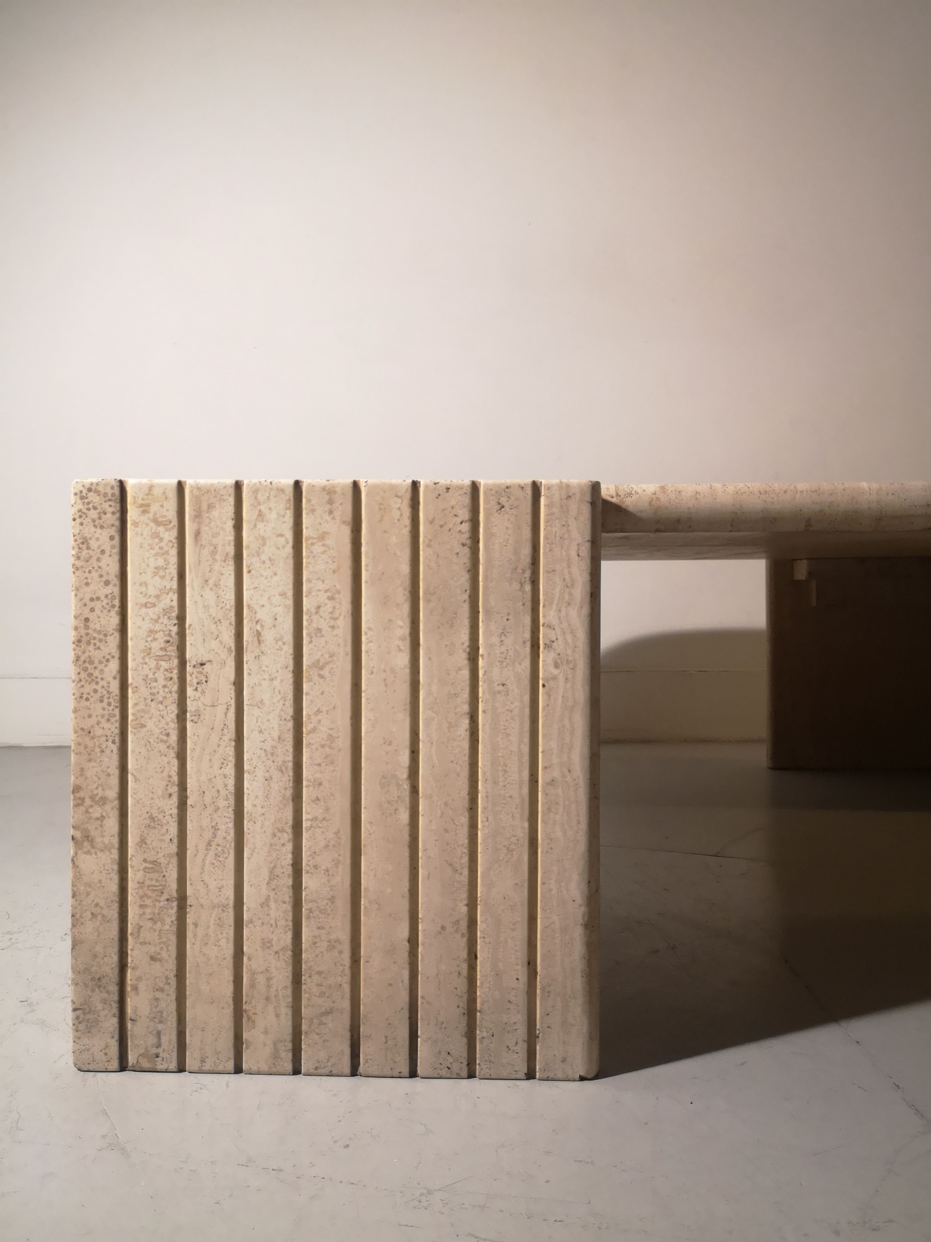 Italian travertine drop coffee table roche bobois, 1970
