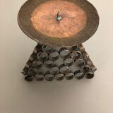 Modernist sculptural style brutalist copper candleholder, Austria 1950