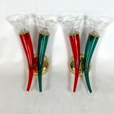 Vintage Pair of Murano glass sconces signed by VeArt, Italy 1970s