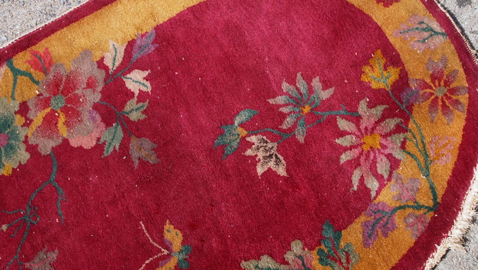 Old Chinese Art Deco handmade carpet 79cm x 134cm 1920s, 1E08