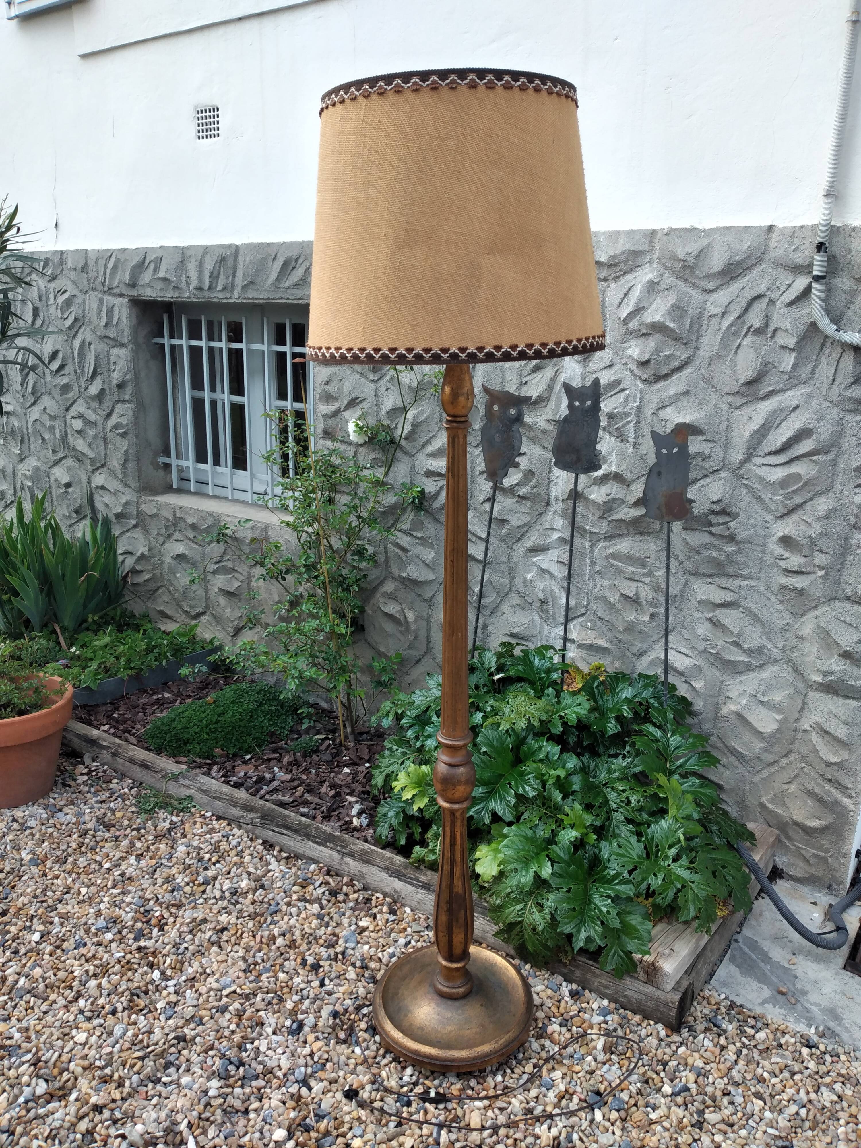 Gilded wooden floor lamp