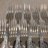 12 silver-plated metal table forks by Ravinet & Cie, Empire 81.