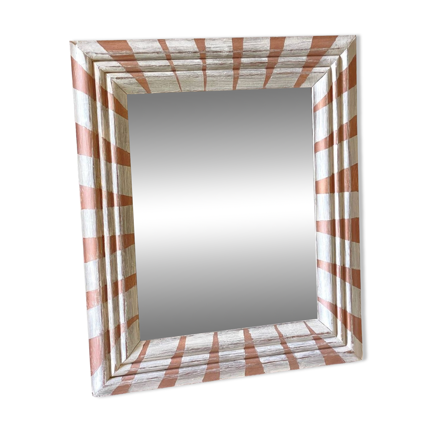 Old mirror in hand-painted wood