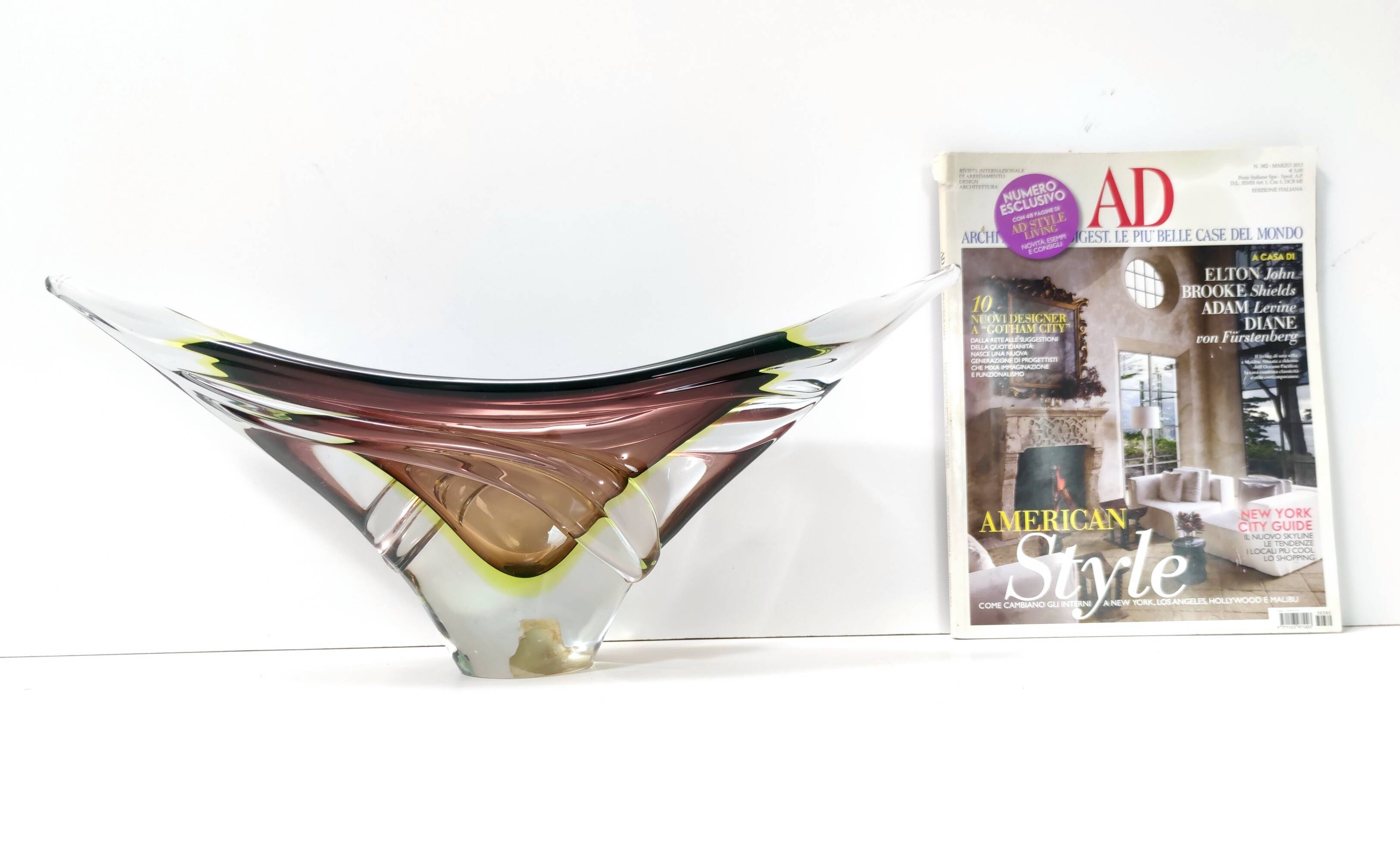 Brown Sommerso Glass Bowl or Centerpiece by Seguso, Italy