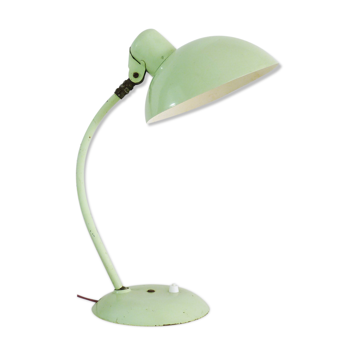 Green metal saucer desk lamp orientable. Year 50