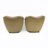 Pair of Gio Ponti style Mid-Century Modern Curved Armchairs, 1940s