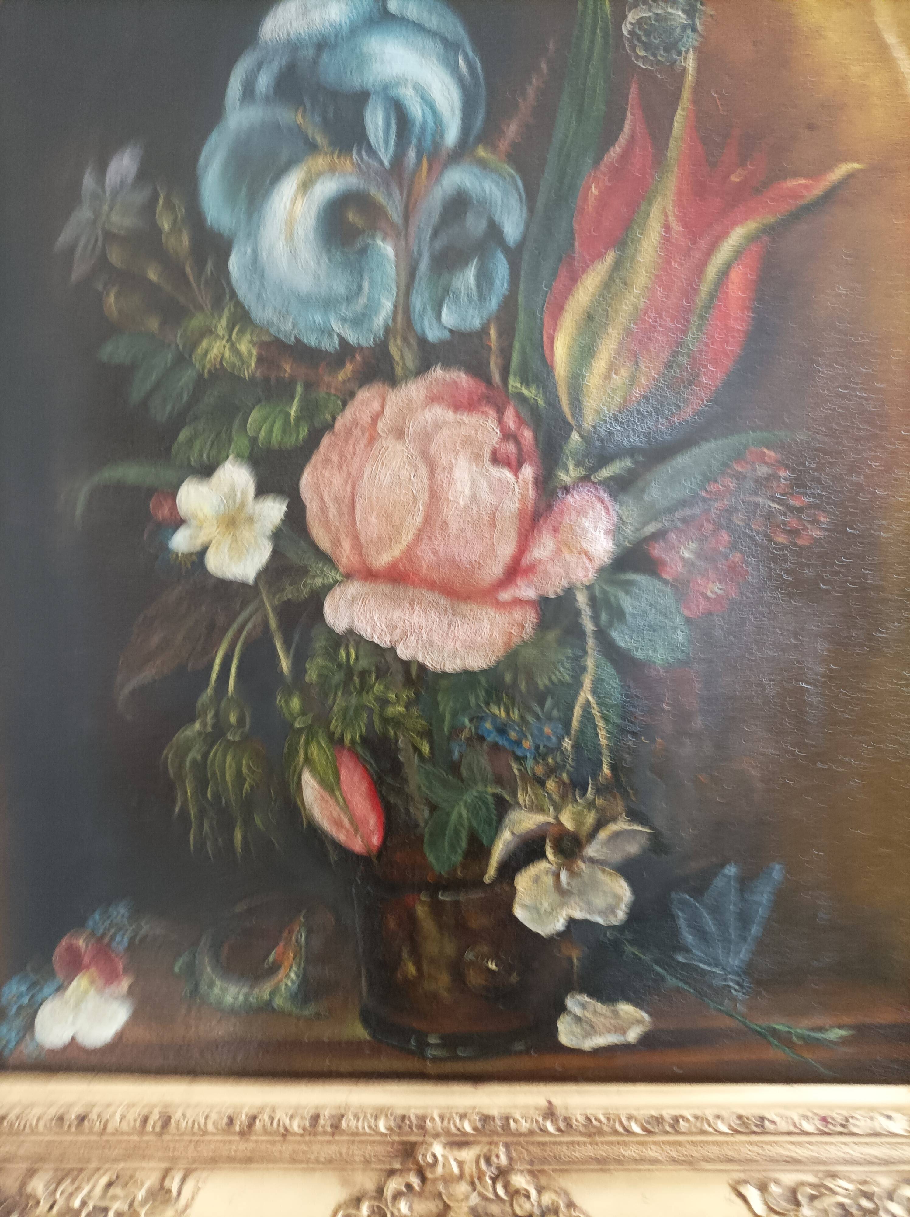 Oil painting on old canvas