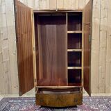 1950s English walnut bedroom wardrobe