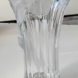 Vintage Multifaceted Crystal Vase, Frosted Draped Bow, col. Opaque white, Evita Crystal, Germany