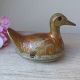 Ancienne Boite en Forme de Canard en Laiton Artisanale Fabriquée en Inde