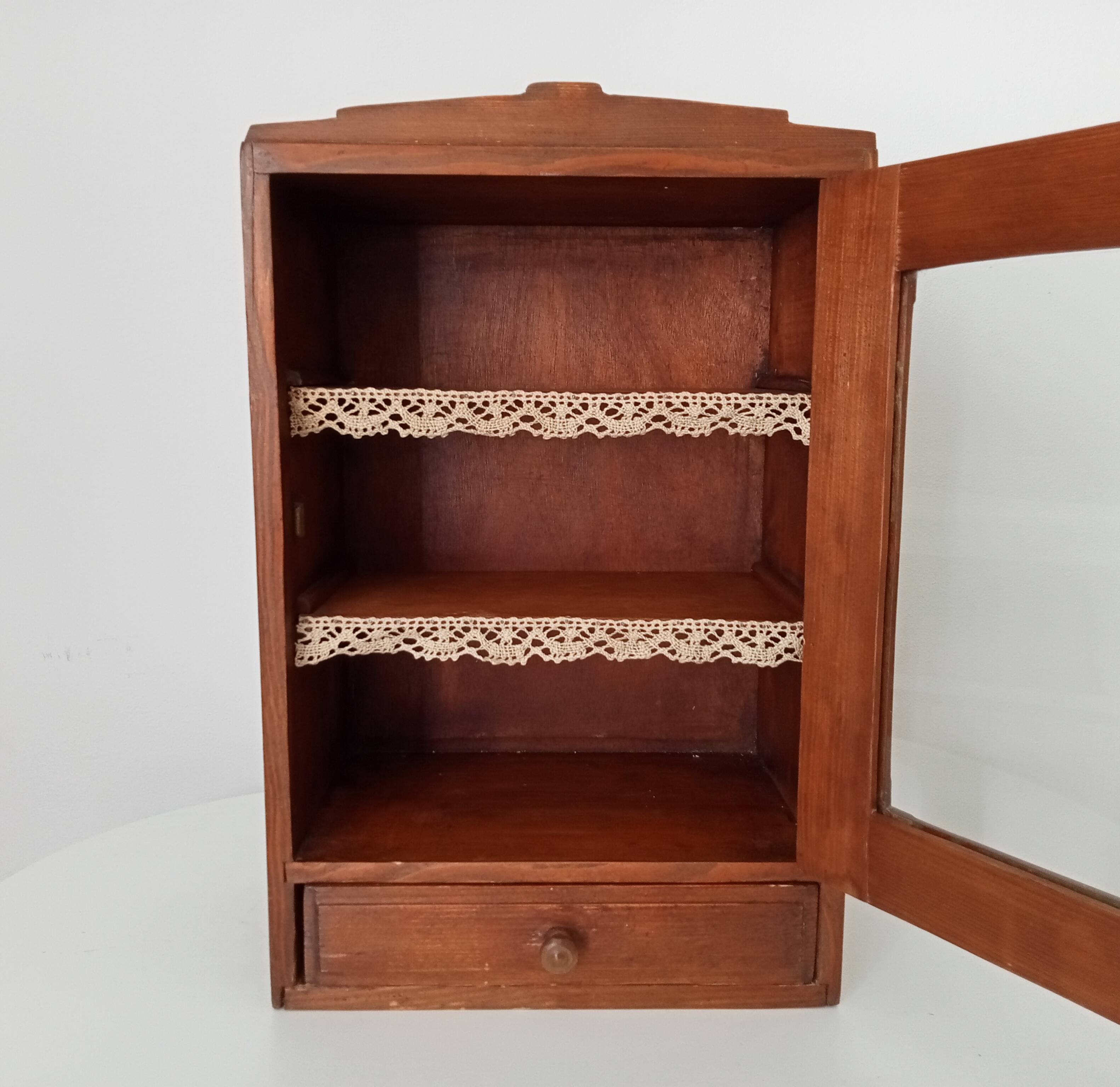 Old bathroom cabinet from the 40s in solid oak