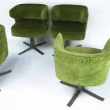 Set of four green Gianni Moscatelli Swivel Poney Chairs for Formanova, 70s