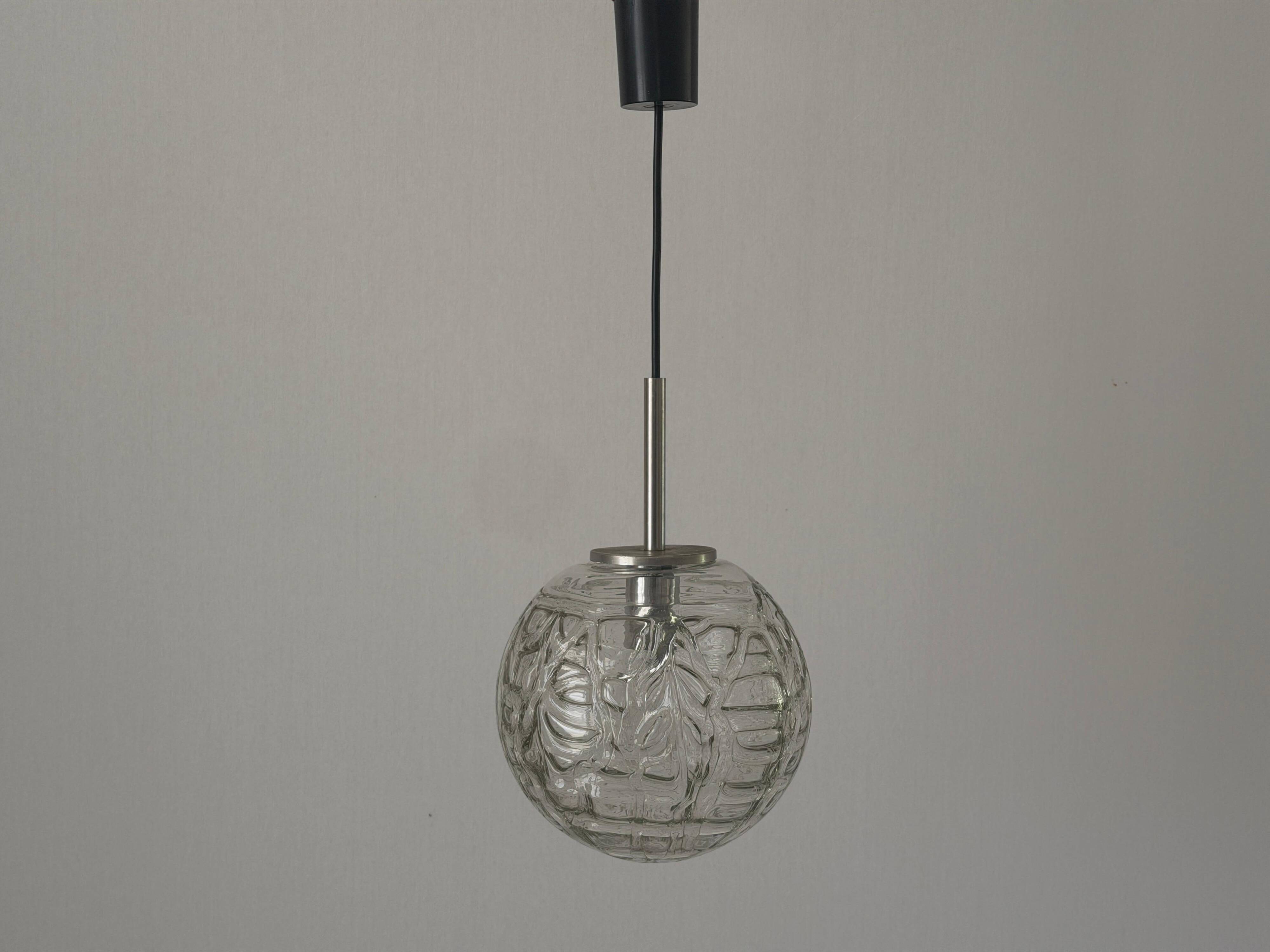 Hanging lamp in hand-blown white glass by Doria Leuchten, 1960s Germany