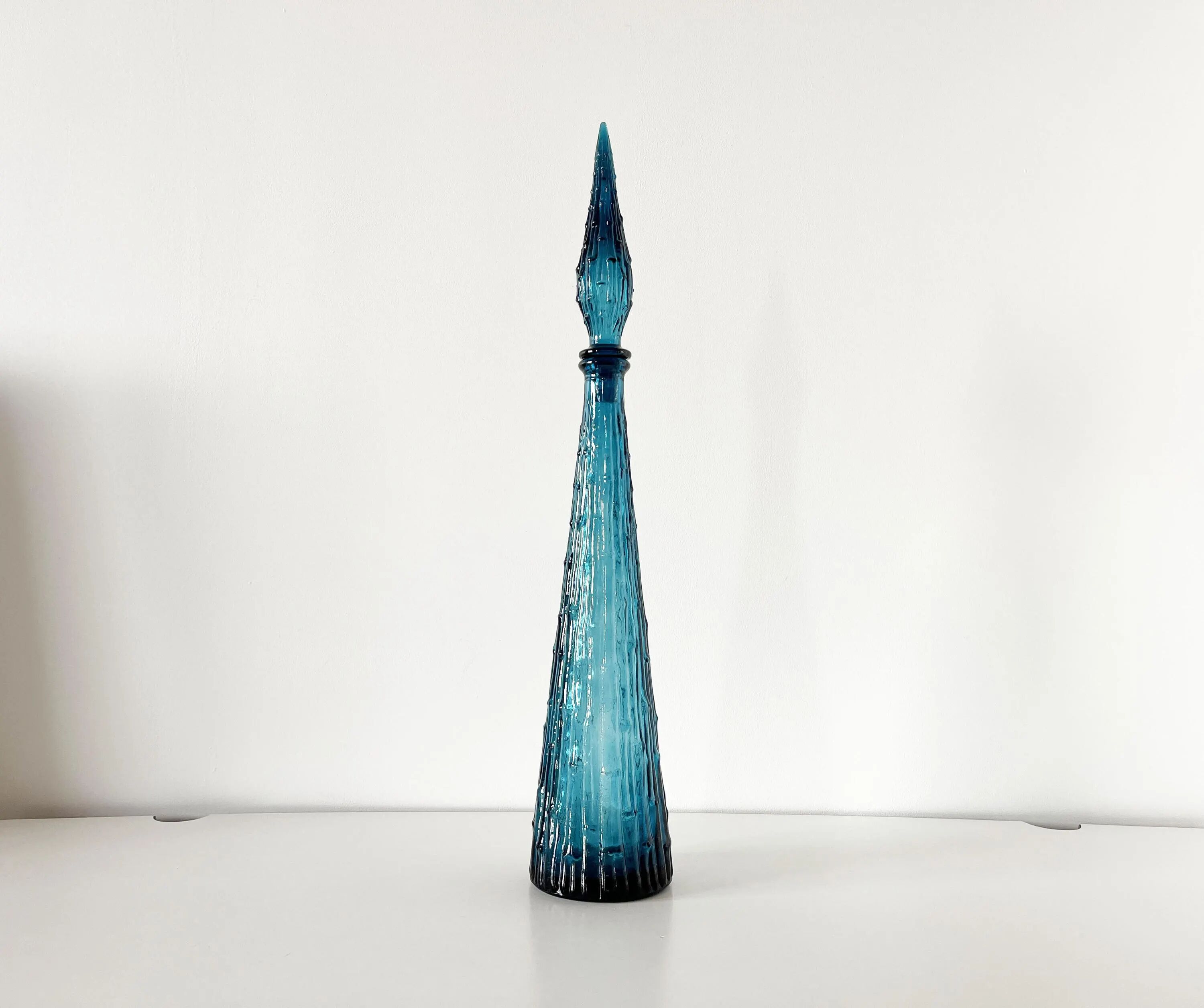 Carafe italienne Empoli en verre bleu, 1960