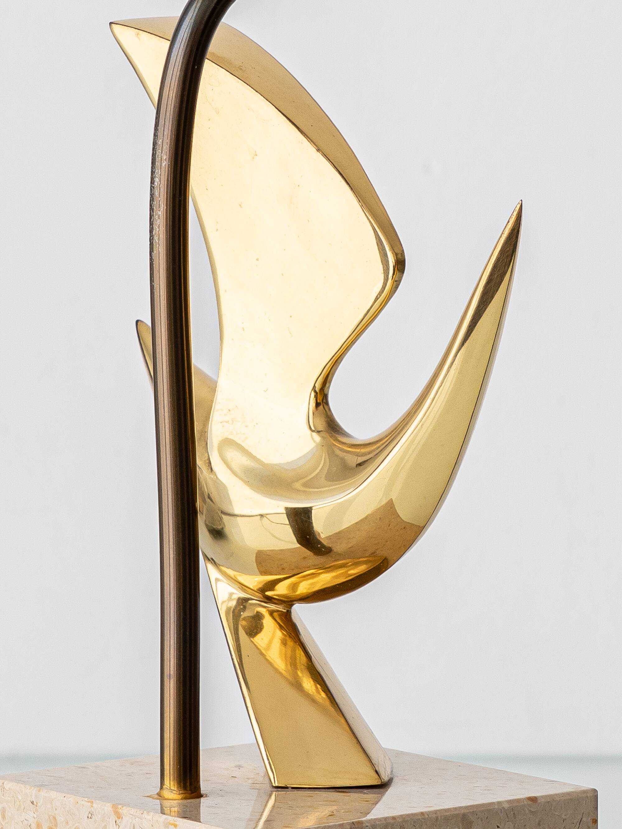 Philippe Jean Signed Brass Bird Table Lamp, Limited Edition 178/300, 1980