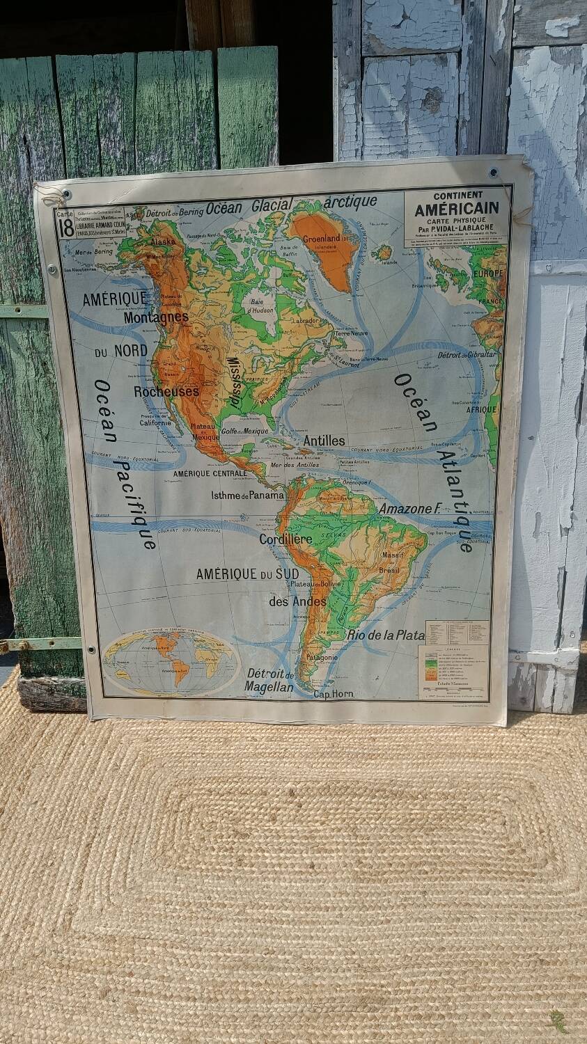 Map of the American continent Vidal-Lablache (1950s)