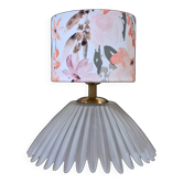 Table lamp, glass base and floral shade