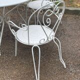 Wrought iron garden furniture set with 4 chairs