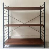 Wired metal and wood library, 1960s design