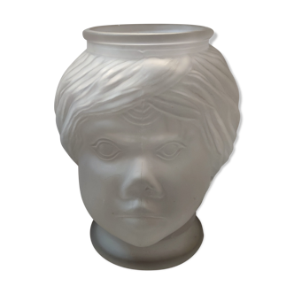Old nubian head vase in molded presed glass.
