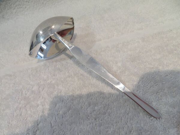 Louche gras maigre métal argenté orfèvre Christofle Duo 17cm