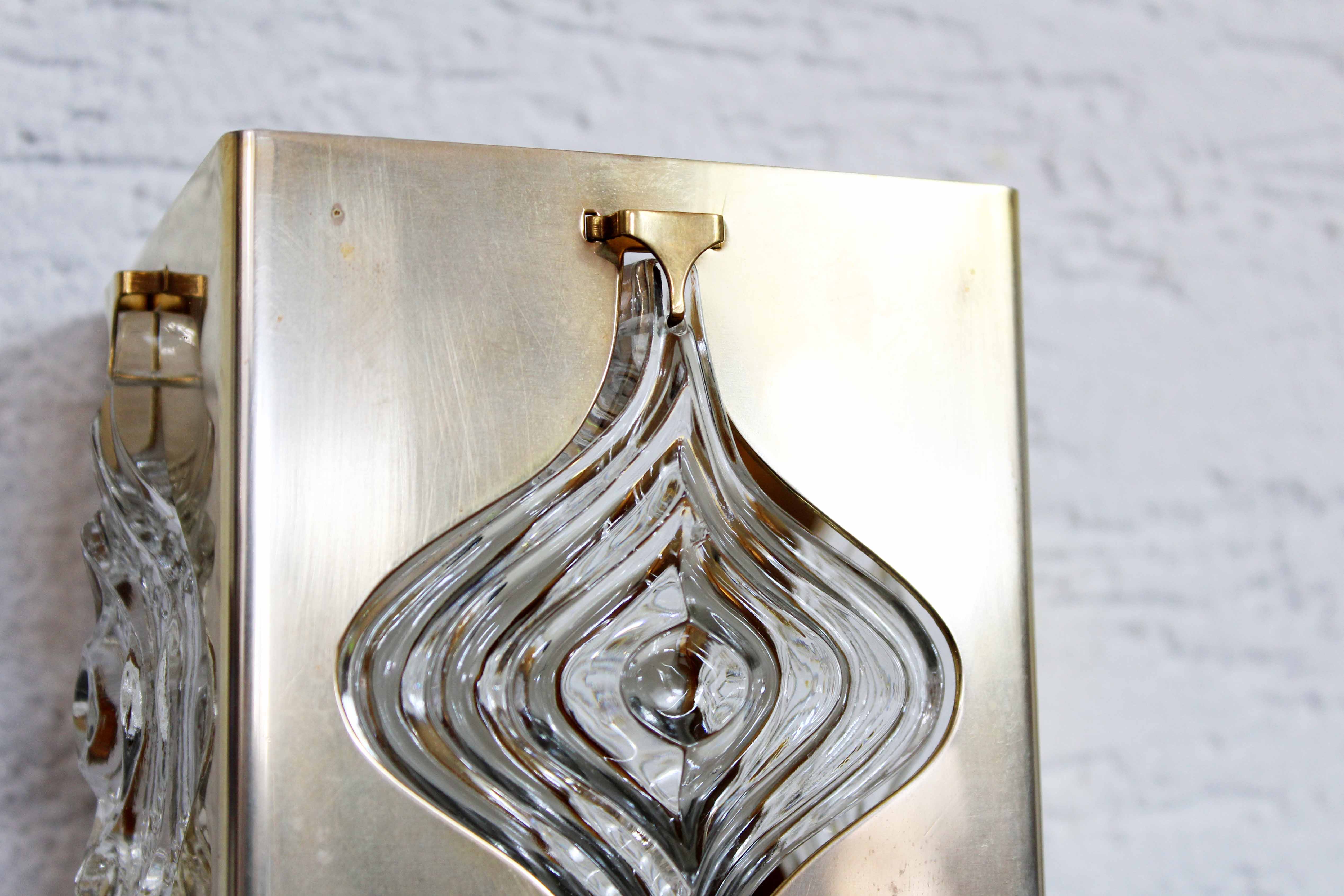 Pair of Palwa sconces in brass and crystal