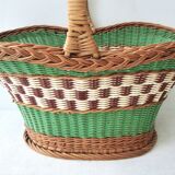 Vintage wicker and scoubidou basket