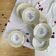 6 antique cream earthenware deep plates with gilded flowers Amandinoise