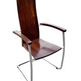 Ensemble vintage de quatre chaises design en hêtre massif chrome