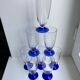 Set of 8 glasses of champagne with blue feet 60s-70s